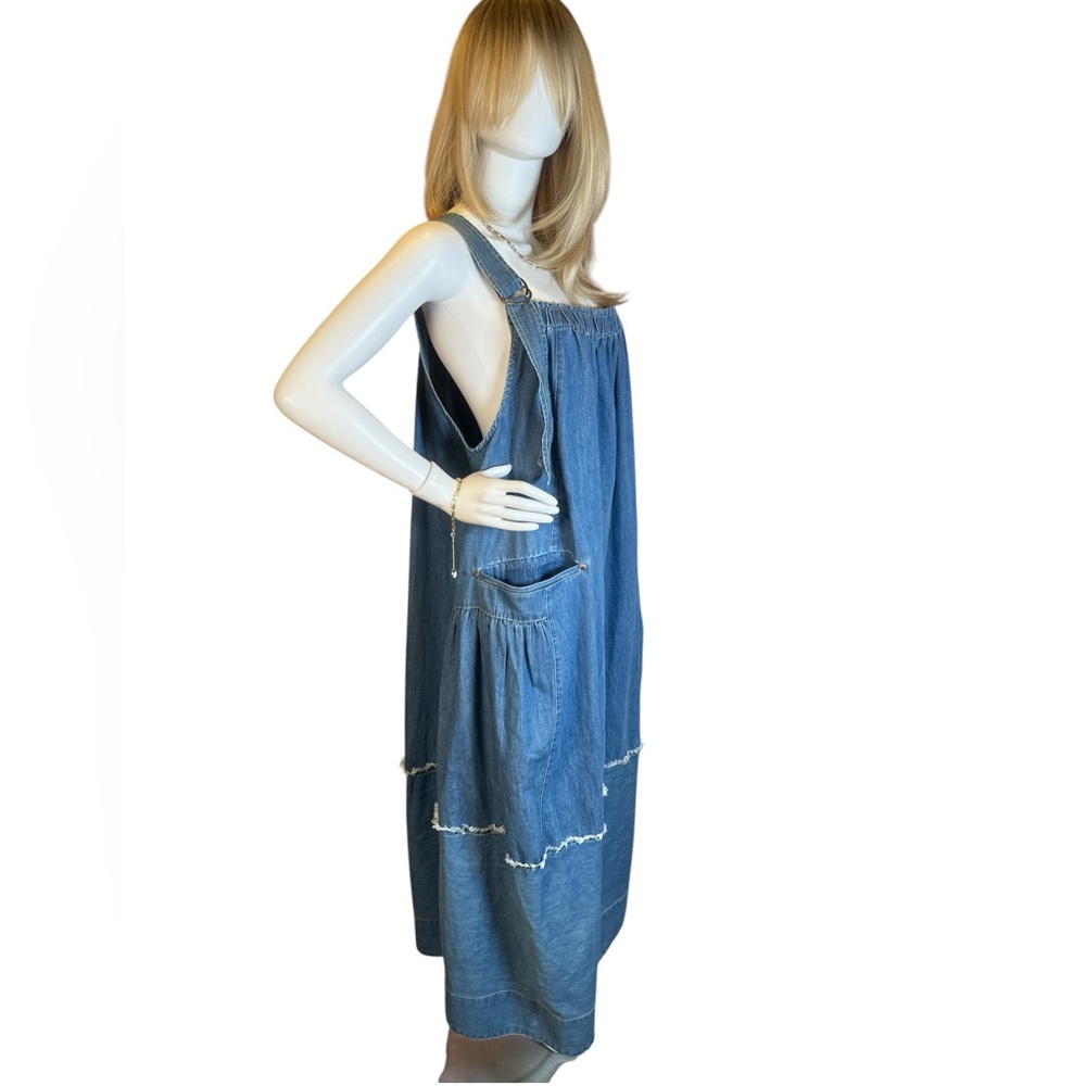 VEVERET Pinafore Light Wash Denim Dress NWOT - Picture 4 of 8